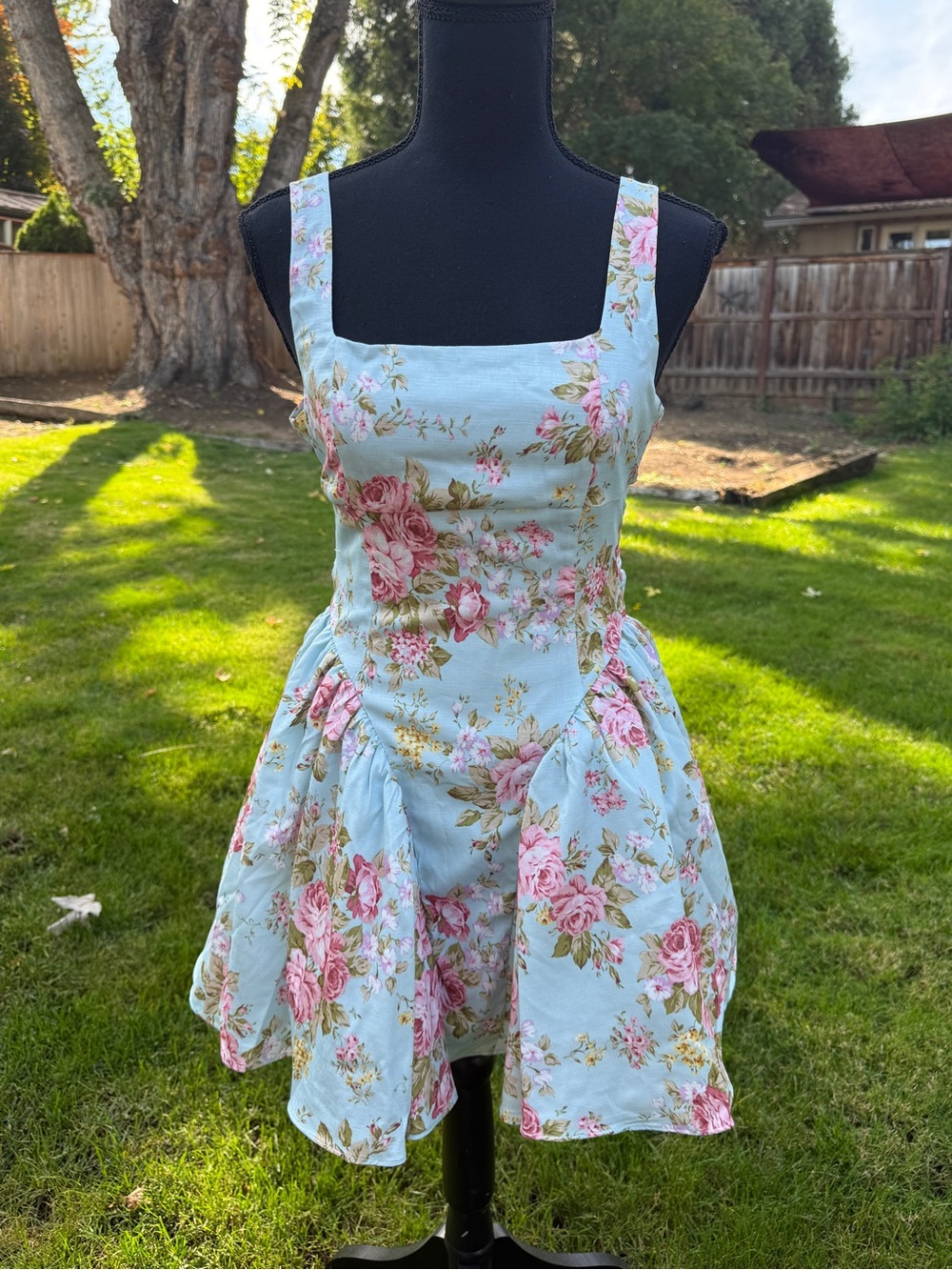 NWT The Vintage Shop Light Blue and Pink Floral Mini Dress Sz Small